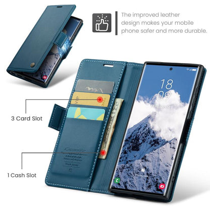 For Galaxy S25 Ultra 5G CaseMe 023 Butterfly Buckle Litchi Texture RFID Anti-theft Leather Phone Case(Blue)