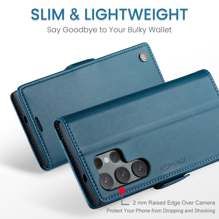For Galaxy S25 Ultra 5G CaseMe 023 Butterfly Buckle Litchi Texture RFID Anti-theft Leather Phone Case(Blue)