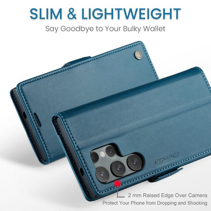 For Galaxy S25 Ultra 5G CaseMe 023 Butterfly Buckle Litchi Texture RFID Anti-theft Leather Phone Case(Blue)