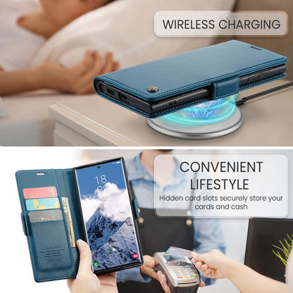 For Galaxy S25 Ultra 5G CaseMe 023 Butterfly Buckle Litchi Texture RFID Anti-theft Leather Phone Case(Blue)