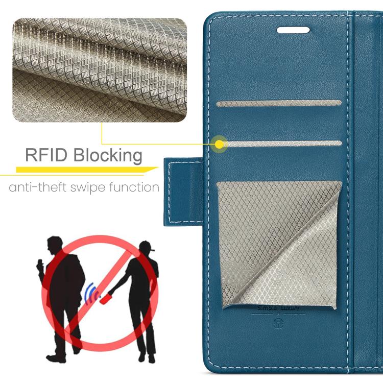 For Galaxy S25 Ultra 5G CaseMe 023 Butterfly Buckle Litchi Texture RFID Anti-theft Leather Phone Case(Blue)