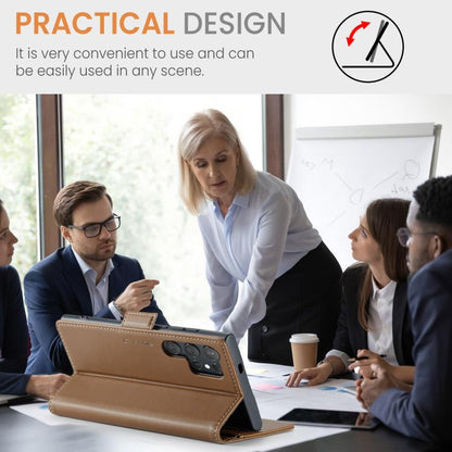 For Samsung Galaxy S25 Ultra 5G CaseMe 023 Butterfly Buckle Litchi Texture RFID Anti-theft Leather Phone Case(Brown)