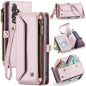 For Samsung Galaxy S24 FE 5G CaseMe C36 Card Slots Zipper Wallet RFID Anti-theft Leather Phone Case(Pink)