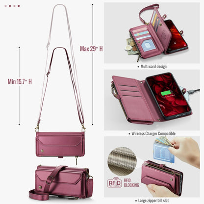 For Samsung Galaxy S24 FE 5G CaseMe C36 Card Slots Zipper Wallet RFID Anti-theft Leather Phone Case(Red)