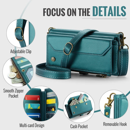 For Samsung Galaxy S24 FE 5G CaseMe C36 Card Slots Zipper Wallet RFID Anti-theft Leather Phone Case(Blue)
