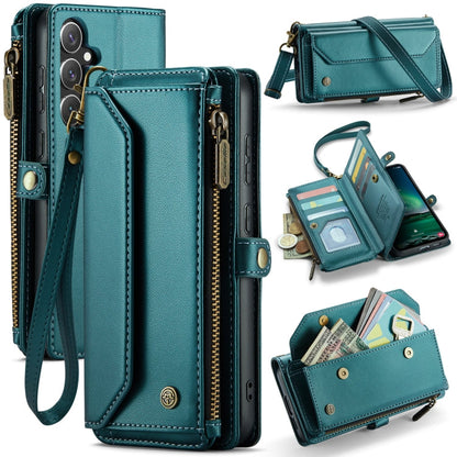 For Samsung Galaxy S24 FE 5G CaseMe C36 Card Slots Zipper Wallet RFID Anti-theft Leather Phone Case(Blue)