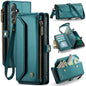 For Samsung Galaxy S24 FE 5G CaseMe C36 Card Slots Zipper Wallet RFID Anti-theft Leather Phone Case(Blue)