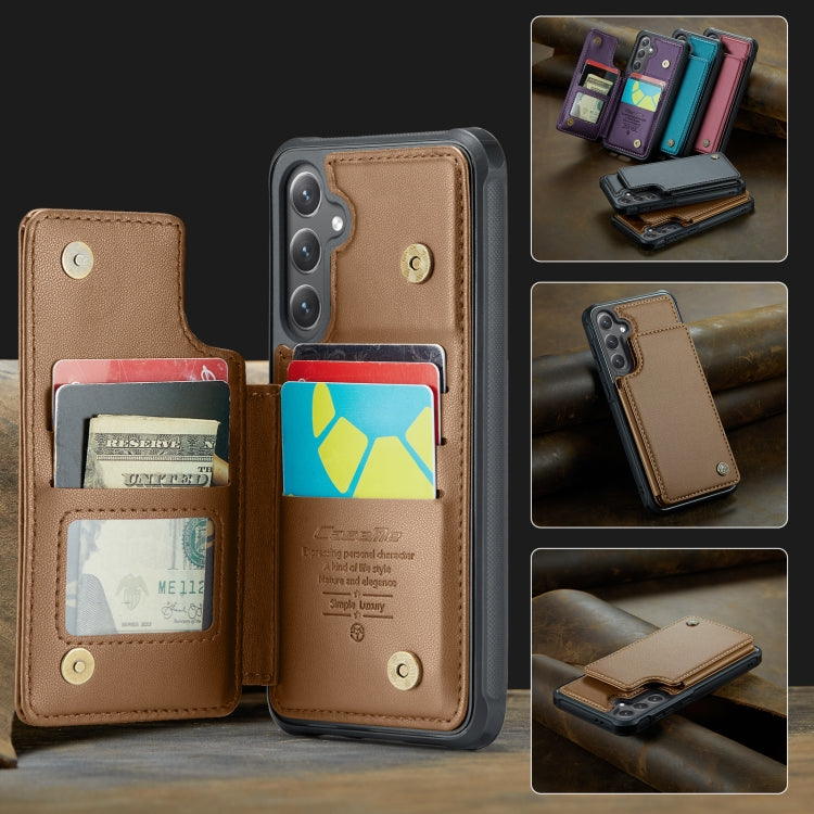 For Samsung Galaxy S24 FE 5G CaseMe C22 Card Slots Holder RFID Anti-theft Phone Case(Brown)