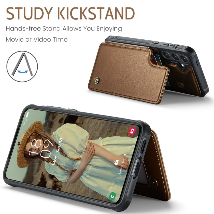 For Samsung Galaxy S24 FE 5G CaseMe C22 Card Slots Holder RFID Anti-theft Phone Case(Brown)