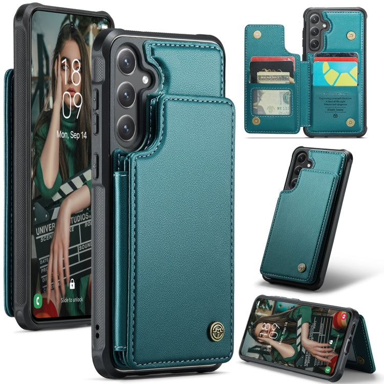 Pour Samsung Galaxy S24 FE 5G Étui de téléphone anti-vol RFID Caseme C22 avec fentes pour cartes (vert)