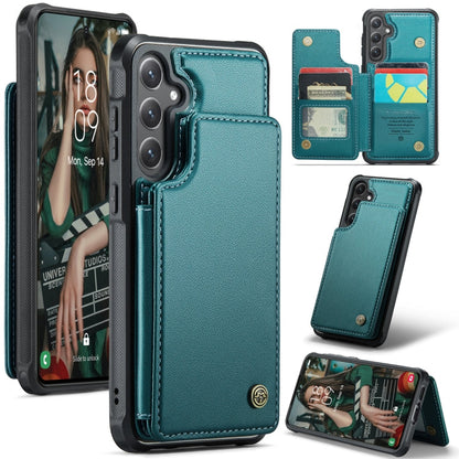Pour Samsung Galaxy S24 FE 5G Étui de téléphone anti-vol RFID Caseme C22 avec fentes pour cartes (vert)