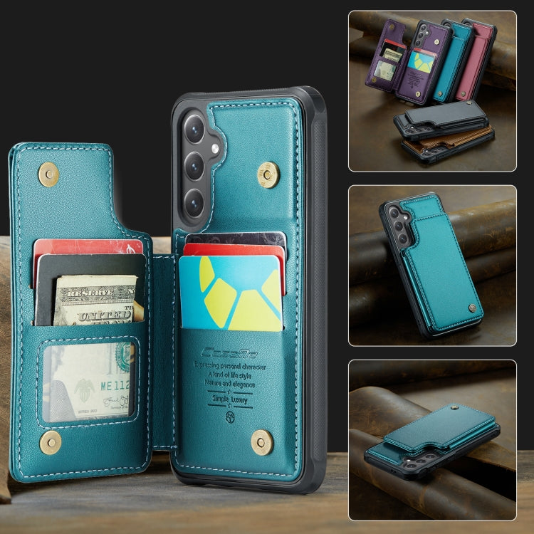 Pour Samsung Galaxy S24 FE 5G Étui de téléphone anti-vol RFID Caseme C22 avec fentes pour cartes (vert)
