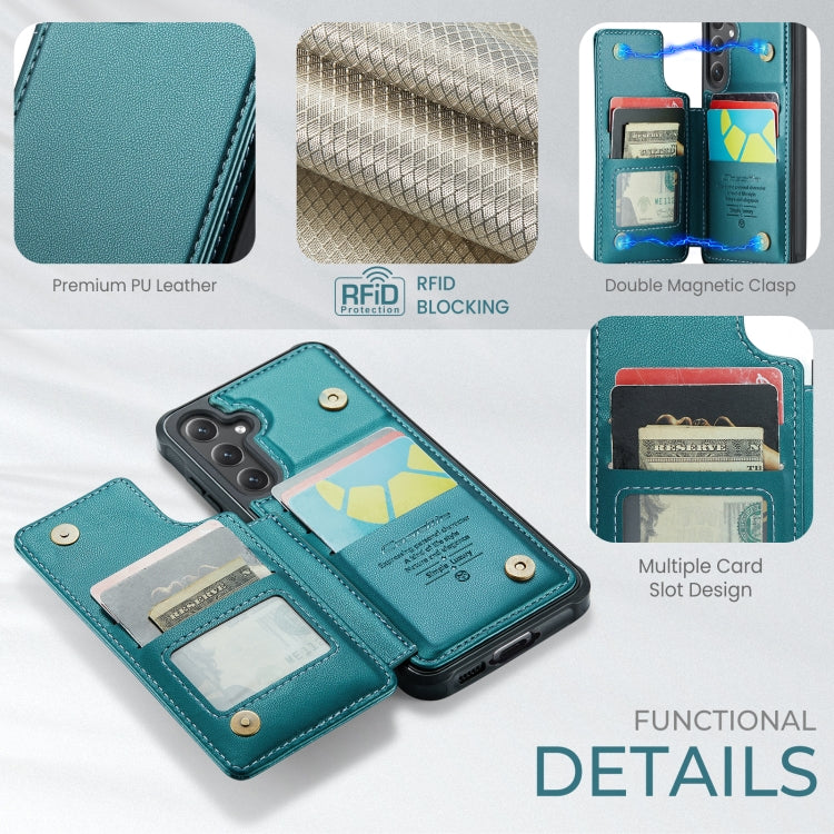 Pour Samsung Galaxy S24 FE 5G Étui de téléphone anti-vol RFID Caseme C22 avec fentes pour cartes (vert)