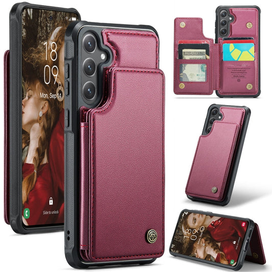 Pour étui de téléphone Samsung Galaxy S24 FE 5G CaseMe C22 avec fentes pour cartes et protection RFID (rouge)