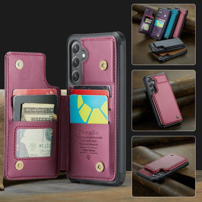 For Samsung Galaxy S24 FE 5G CaseMe C22 Card Slots Holder RFID Anti-theft Phone Case(Red)