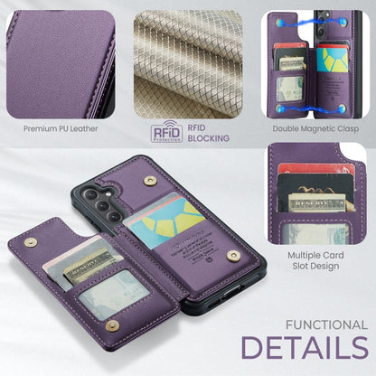For Samsung Galaxy S24 FE 5G CaseMe C22 Card Slots Holder RFID Anti-theft Phone Case(Purple)