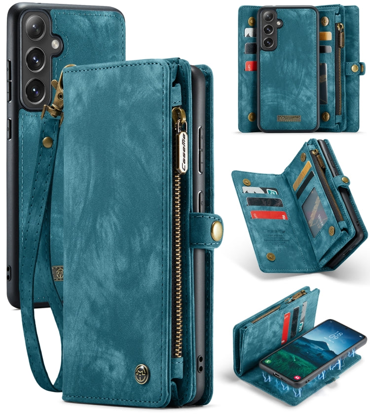 Pour Samsung Galaxy S24 FE 5G Étui de téléphone en cuir multifonctionnel détachable CaseMe 008 (Bleu)