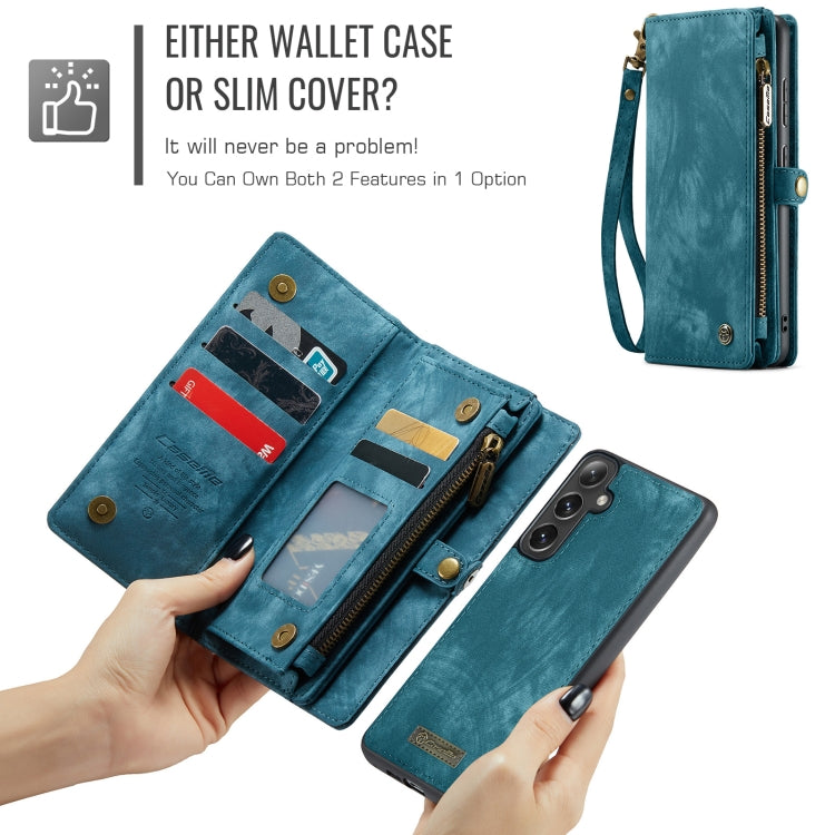 Pour Samsung Galaxy S24 FE 5G Étui de téléphone en cuir multifonctionnel détachable CaseMe 008 (Bleu)