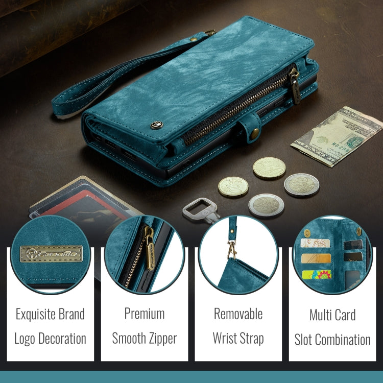Pour Samsung Galaxy S24 FE 5G Étui de téléphone en cuir multifonctionnel détachable CaseMe 008 (Bleu)