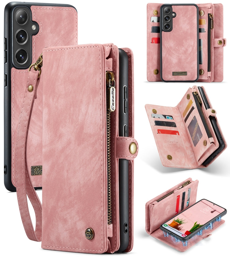 Pour Samsung Galaxy S24 FE 5G Coque CaseMe 008 Multifonctionnelle en Cuir Détachable (Rose)