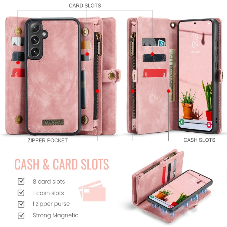 Pour Samsung Galaxy S24 FE 5G Coque CaseMe 008 Multifonctionnelle en Cuir Détachable (Rose)
