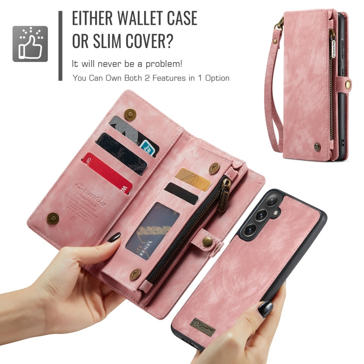 Pour Samsung Galaxy S24 FE 5G Coque CaseMe 008 Multifonctionnelle en Cuir Détachable (Rose)