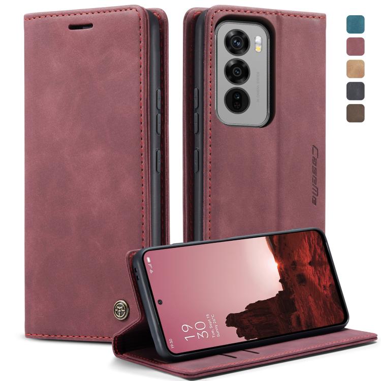Pour OPPO Reno12 5G Étui de téléphone en cuir à rabat horizontal multifonctionnel CaseMe 013 (rouge)