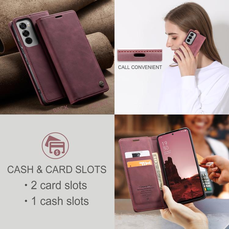 Pour OPPO Reno12 5G Étui de téléphone en cuir à rabat horizontal multifonctionnel CaseMe 013 (rouge)
