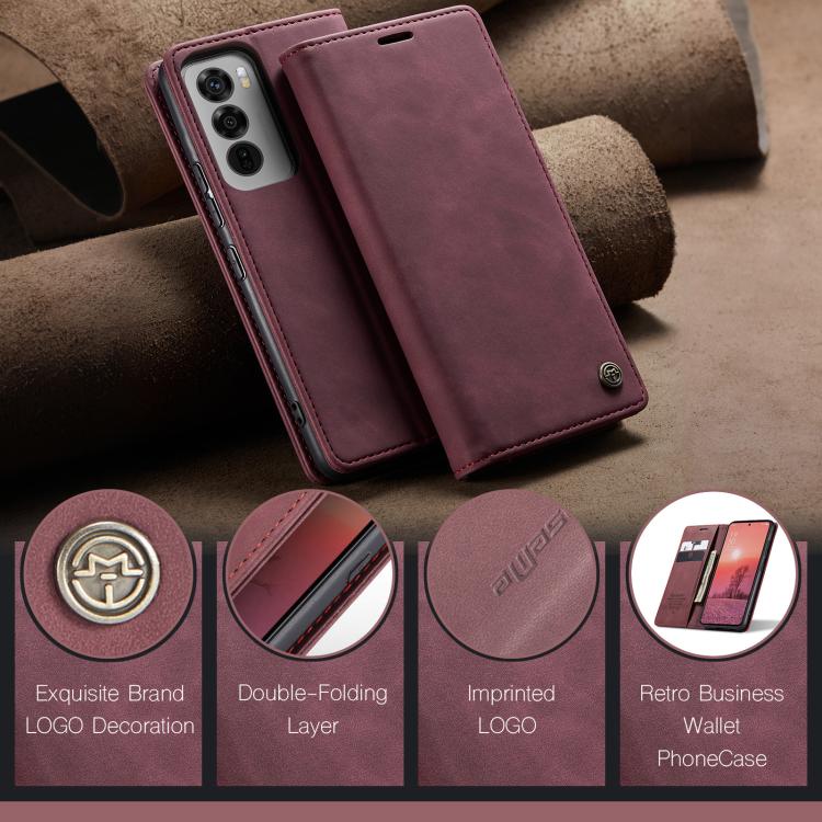 Pour OPPO Reno12 Pro 5G Global Étui de téléphone en cuir multifonctionnel à rabat horizontal CaseMe 013 (Rouge)