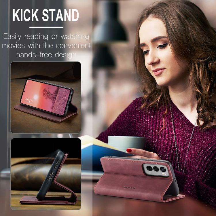 Pour OPPO Reno12 Pro 5G Global Étui de téléphone en cuir multifonctionnel à rabat horizontal CaseMe 013 (Rouge)