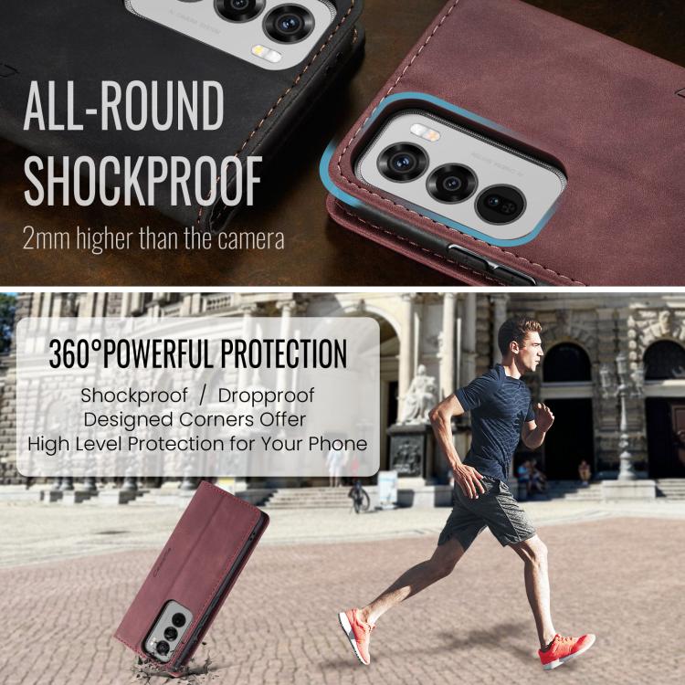 Pour OPPO Reno12 Pro 5G Global Étui de téléphone en cuir multifonctionnel à rabat horizontal CaseMe 013 (Rouge)