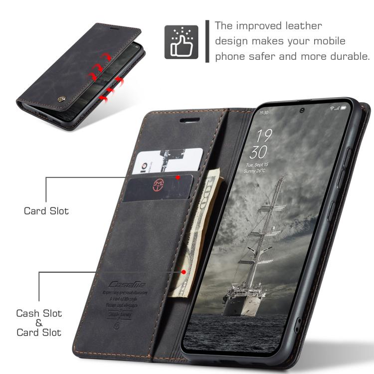Pour OPPO Reno12 Pro 5G Étui de téléphone en cuir à rabat horizontal multifonctionnel CaseMe 013 Global (Noir)