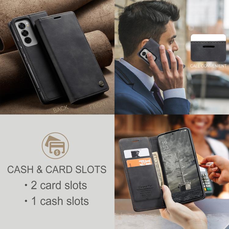 Pour OPPO Reno12 Pro 5G Étui de téléphone en cuir à rabat horizontal multifonctionnel CaseMe 013 Global (Noir)