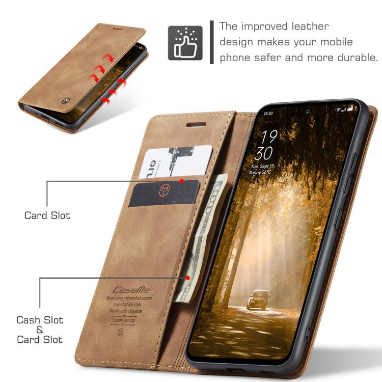 Pour OPPO Reno12 F /12 FS 5G Coque Téléphone en Cuir à Rabat Horizontal Multifonctionnel CaseMe 013 (Marron)