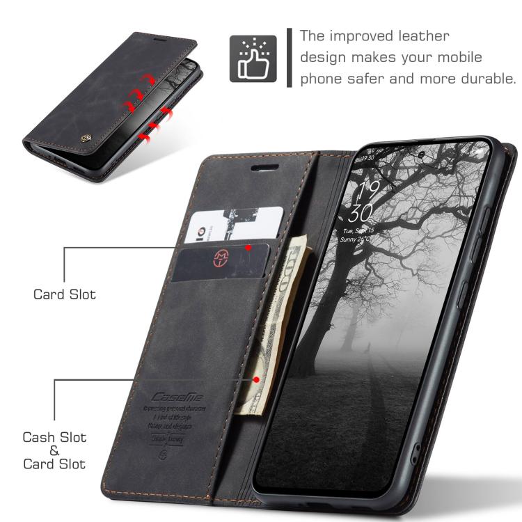 Pour OPPO Reno12 F /12 FS 5G Étui de téléphone en cuir à rabat horizontal multifonctionnel CaseMe 013 (Noir)
