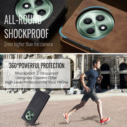 Pour OPPO Reno12 F /12 FS 5G Étui de téléphone en cuir à rabat horizontal multifonctionnel CaseMe 013 (Noir)