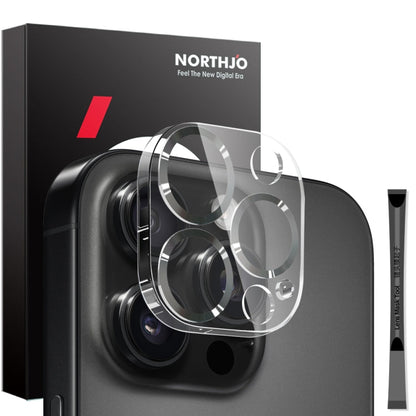 Pour iPhone 16 Pro / 16 Pro Max NORTHJO Protecteur d'objectif d'appareil photo Veines CD Film en verre trempé 3D (Noir)