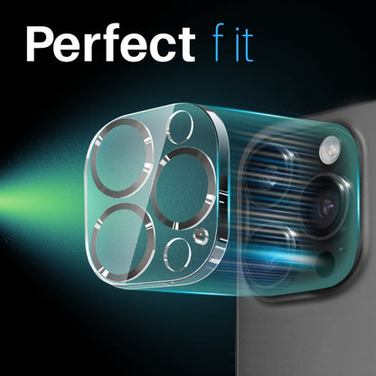 Pour iPhone 16 Pro / 16 Pro Max NORTHJO Protecteur d'objectif d'appareil photo Veines CD Film en verre trempé 3D (Noir)