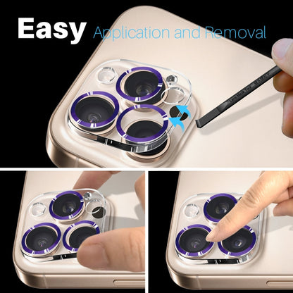 For iPhone 16 Pro / 16 Pro Max NORTHJO Camera Lens Protector CD Veins 3D Tempered Glass Film(Purple)