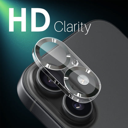 For iPhone 16 / 16 Plus NORTHJO Camera Lens Protector CD Veins 3D Tempered Glass Film(Black)