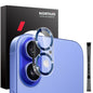 Pour iPhone 16 / 16 Plus Protecteur d'objectif d'appareil photo NORTHJO avec stries CD Film en verre trempé 3D (Bleu)