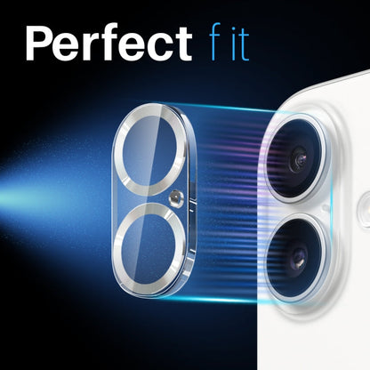 For iPhone 16 / 16 Plus NORTHJO Camera Lens Protector CD Veins 3D Tempered Glass Film(Silver)