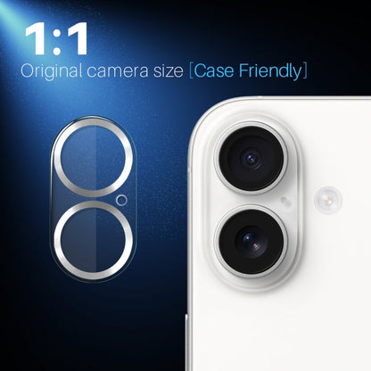 For iPhone 16 / 16 Plus NORTHJO Camera Lens Protector CD Veins 3D Tempered Glass Film(Silver)