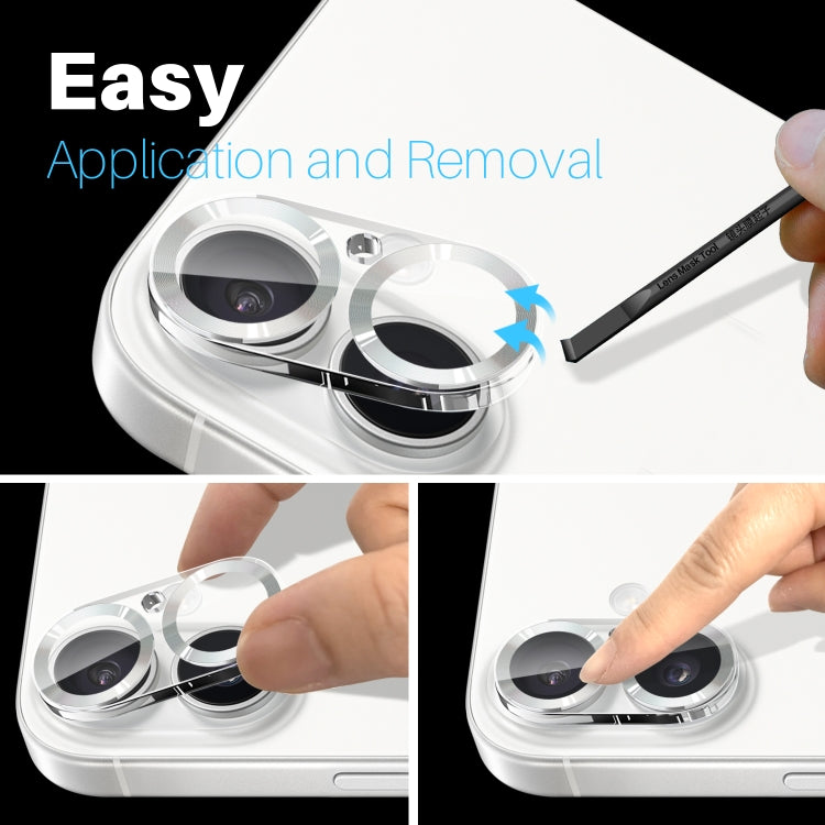 For iPhone 16 / 16 Plus NORTHJO Camera Lens Protector CD Veins 3D Tempered Glass Film(Silver)