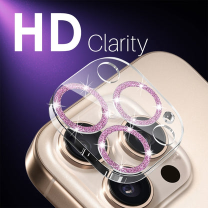 For iPhone 16 Pro / 16 Pro Max NORTHJO Camera Lens Protector Glitter Ring 3D Tempered Glass Film(Pink)