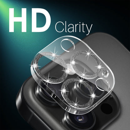 For iPhone 16 Pro / 16 Pro Max NORTHJO Camera Lens Protector Glitter Ring 3D Tempered Glass Film(Black)