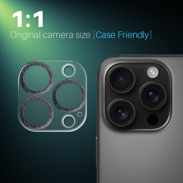 For iPhone 16 Pro / 16 Pro Max NORTHJO Camera Lens Protector Glitter Ring 3D Tempered Glass Film(Black)