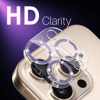 For iPhone 16 Pro / 16 Pro Max NORTHJO Camera Lens Protector Glitter Ring 3D Tempered Glass Film(Purple)