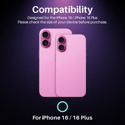 For iPhone 16 / 16 Plus NORTHJO Camera Lens Protector Glitter Ring 3D Tempered Glass Film(Purple)