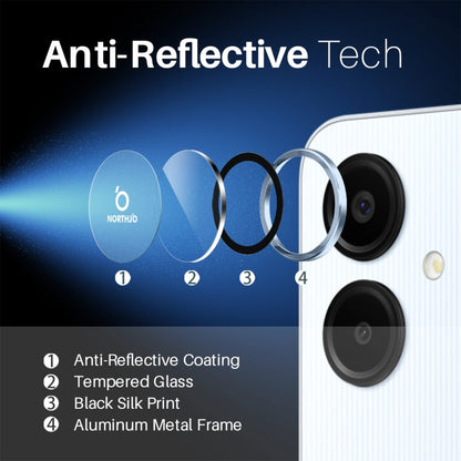 For Samsung Galaxy A06 4G NORTHJO Camera Lens Protector CD Metal Ring Tempered Glass Film(Blue)
